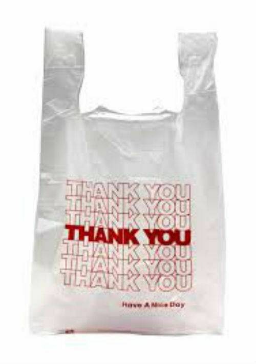 NEW 100 ct PLASTIC SHOPPING BAGS T-SHIRT STYLE GROCERY, WHITE V-SMALL SIZE BAGS.