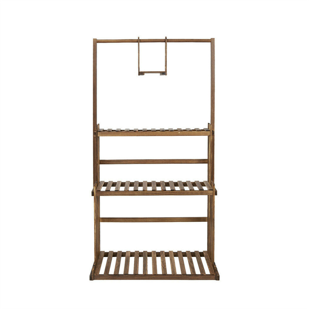 3 Tier Plant Shelf Hanging Bar Plant Stand Flower Rack for Garden Patio Balcony