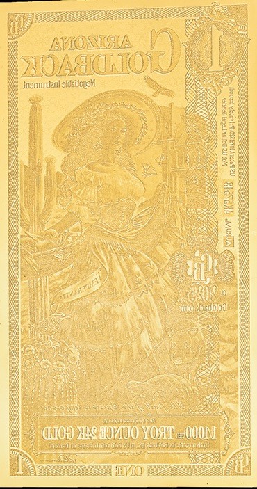 Arizona 1 Goldback Alpha 1/1000 Oz Fine Gold .999 Gold Backs AZ 24k Gold Back