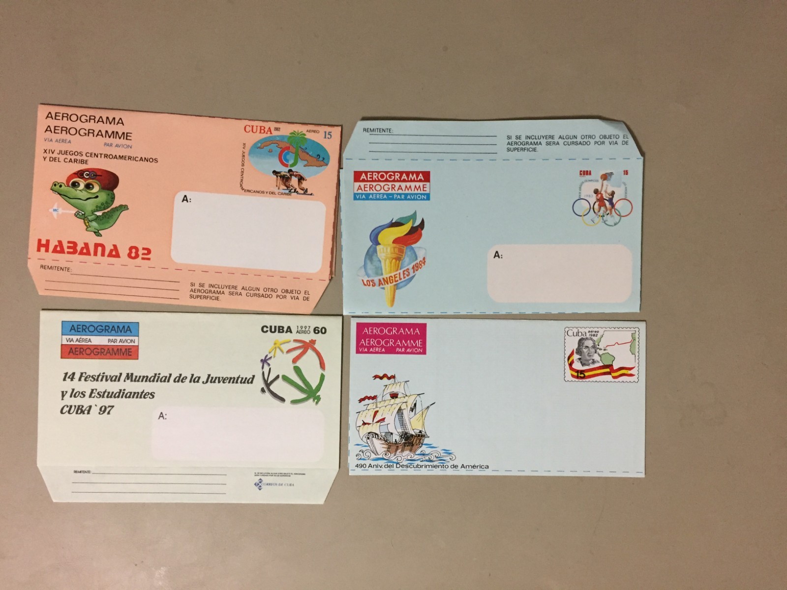 Two Carribbean is mint aerograms w/Columbus and Raphael printed stamps