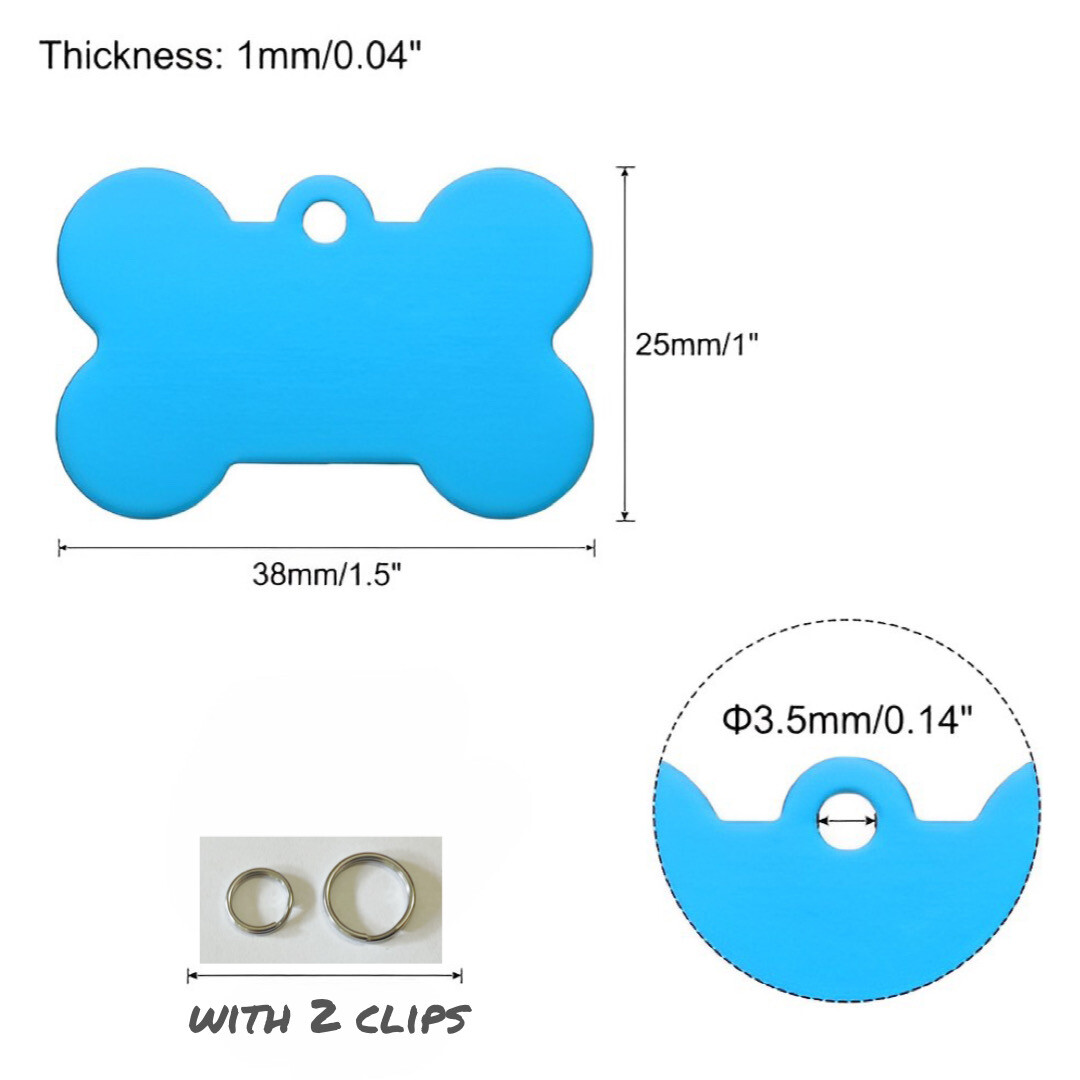 Pet Tags,Bone Aluminum Charm, Custom Personalized Engraved Dog Cat ID Name Tag