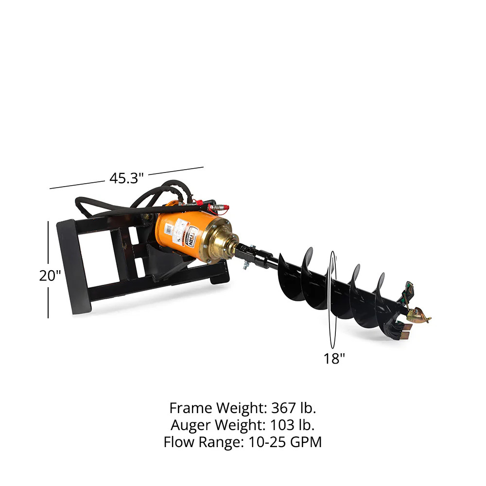 Titan Attachments Skid Steer Hydraulic Auger Attachment with 18" Auger Bit