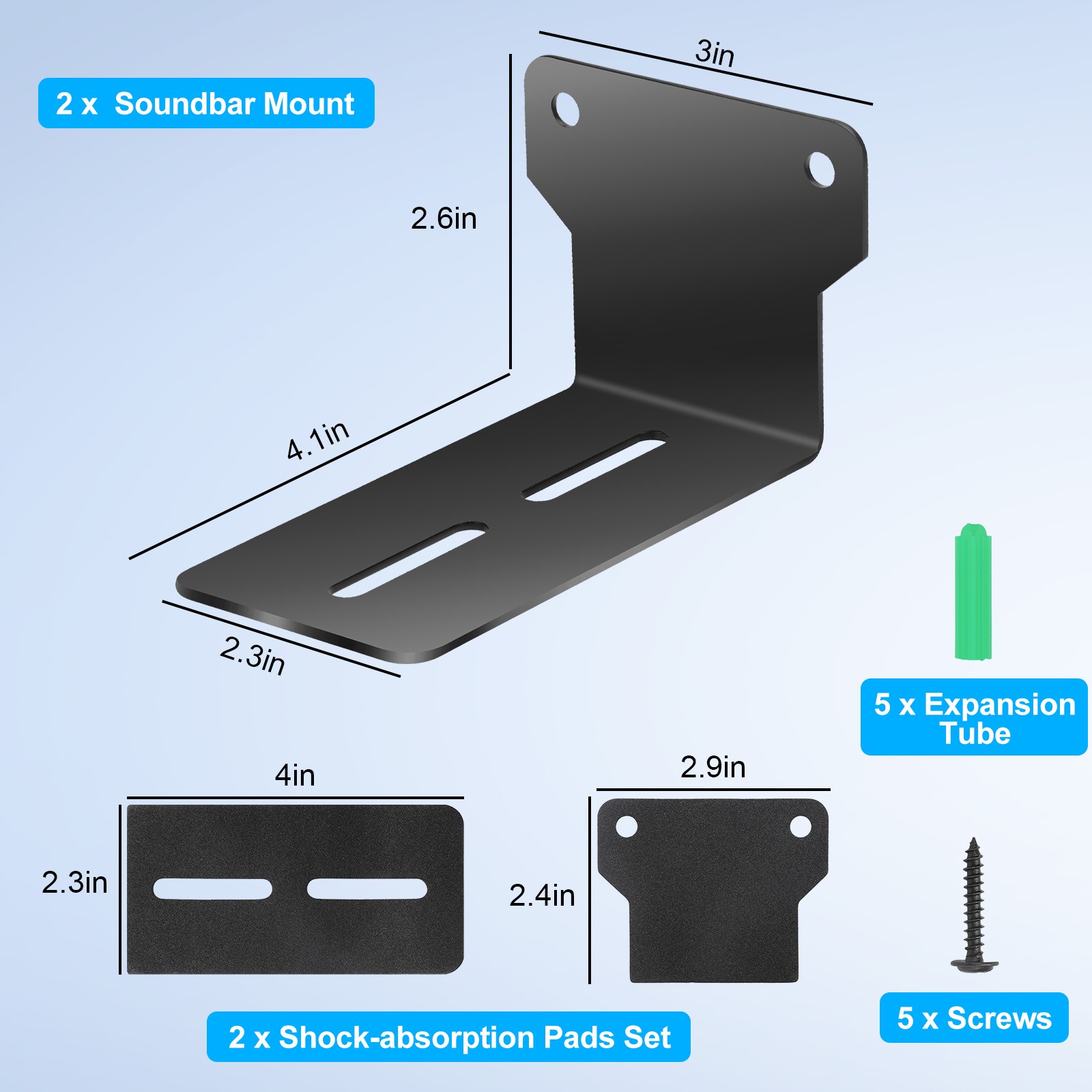 Universal Soundbar Wall Mount Speaker Bracket for Samsung, Sony, LG, Vizio, JBL