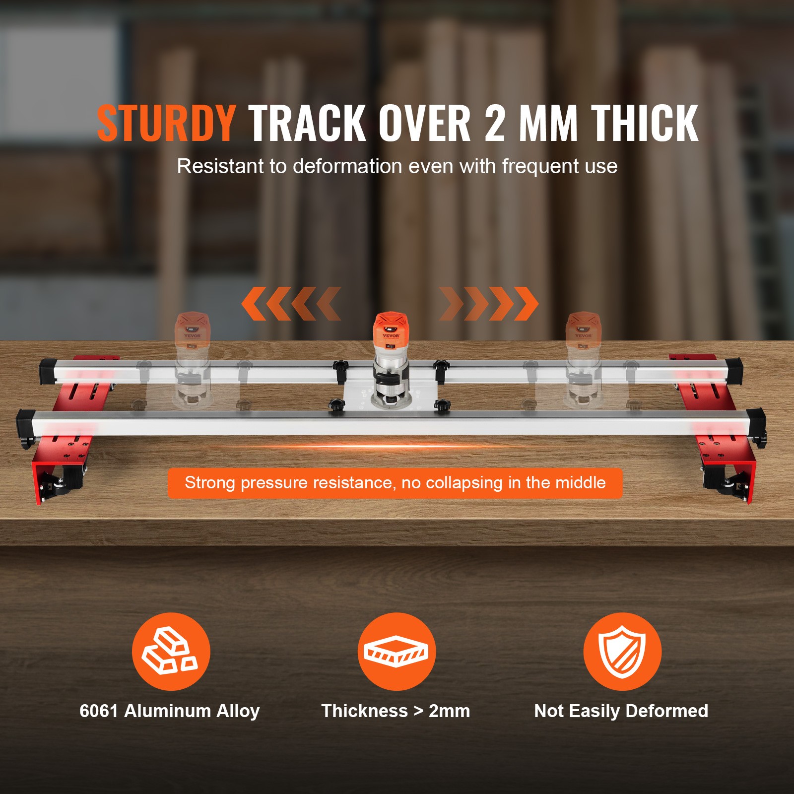 Router Sled Adjustable Wood Slab Flattening Mill Router Jig 60" Length