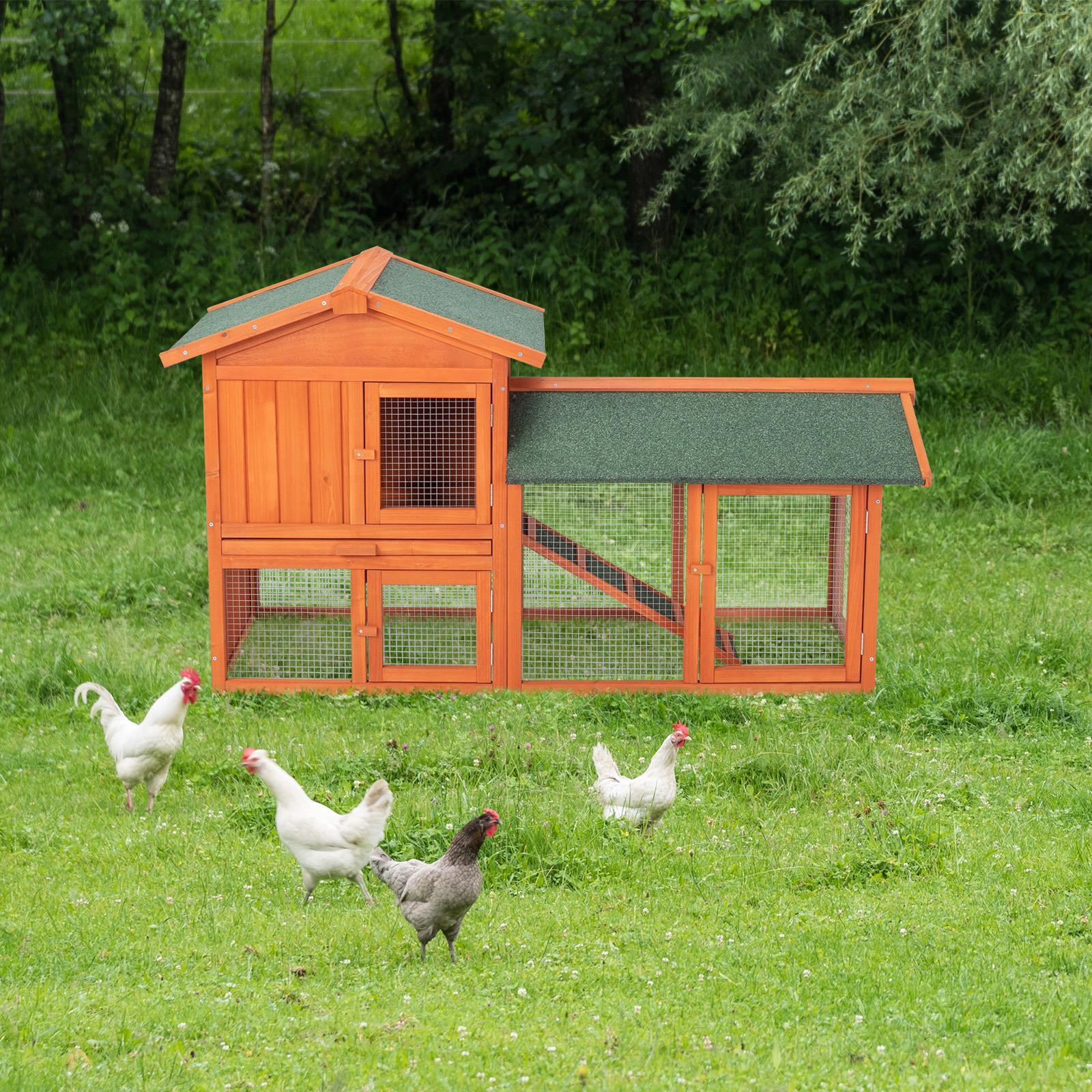 Wooden Chicken Coop Hen House Poultry Hutch Pet Cage w/ Nesting Box Backyard