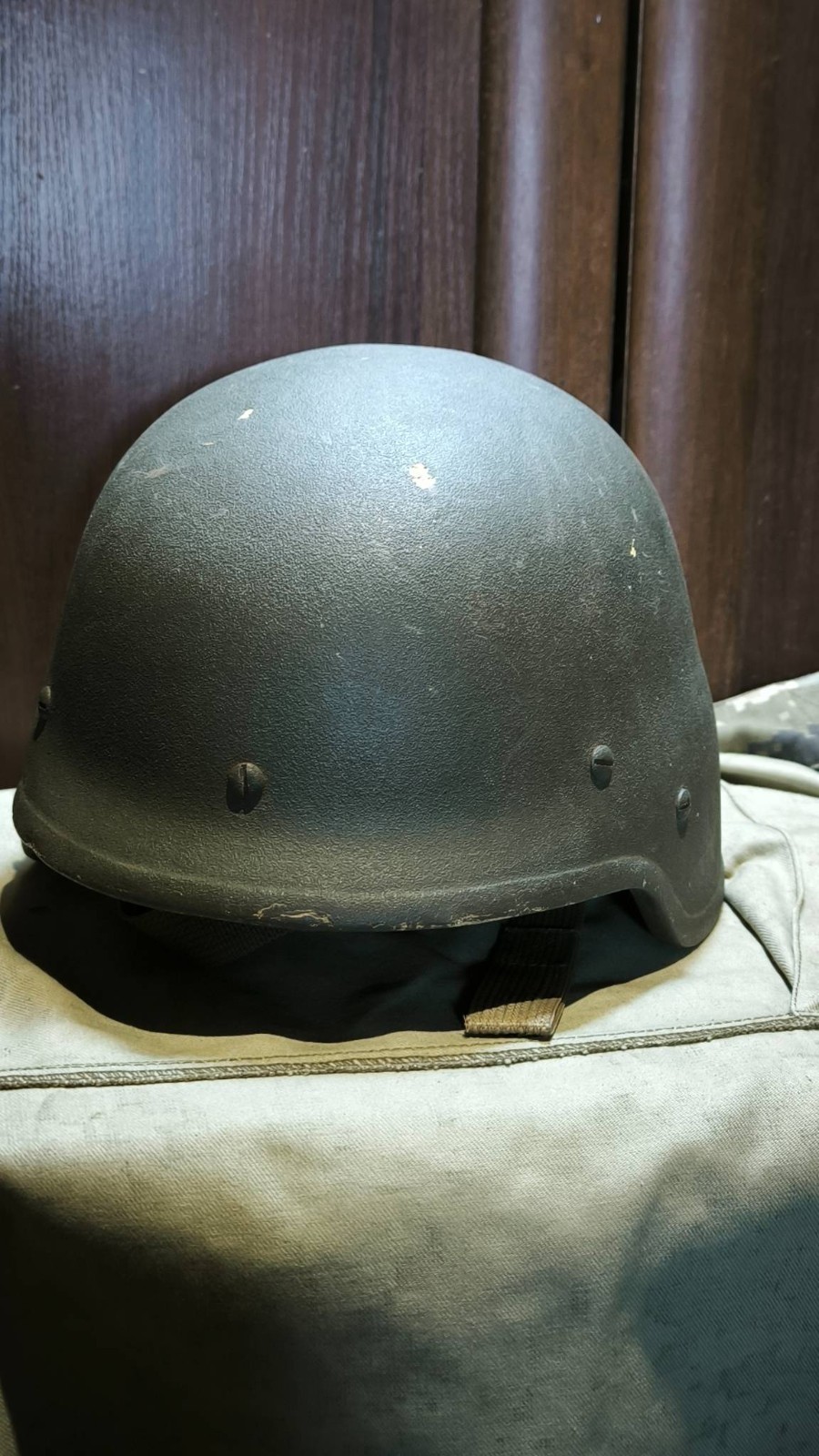 Original helmet of a Russian soldier. Donetsk region, Ukraine