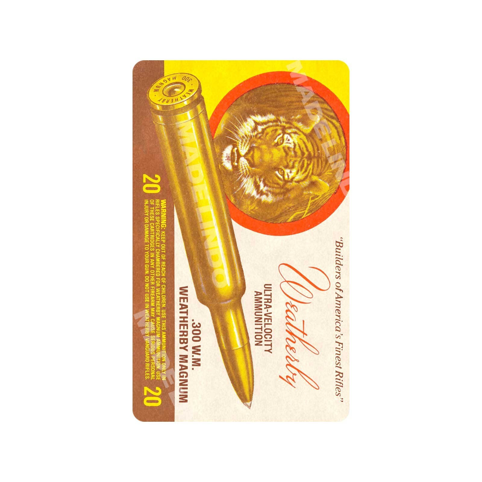 Vintage Style 300 Weatherby Magnum Ammo Tiger Box Doormat Rug In / Out Decor