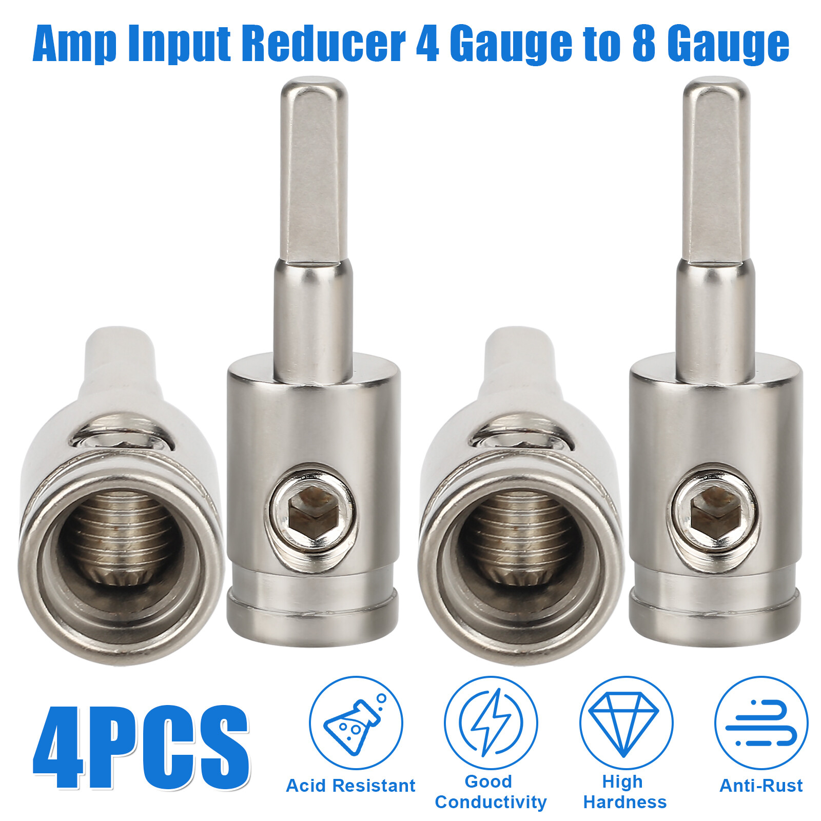 4x Car Audio Amp Input Reducer 4 Gauge to 8 Gauge Wire Reducer Power and Ground