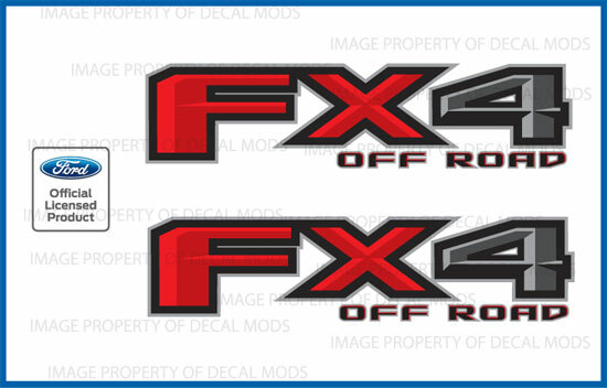 Set of 2: Ford F150 FX4 Off Road Decals F Stickers red gray black bed Side FH5A0