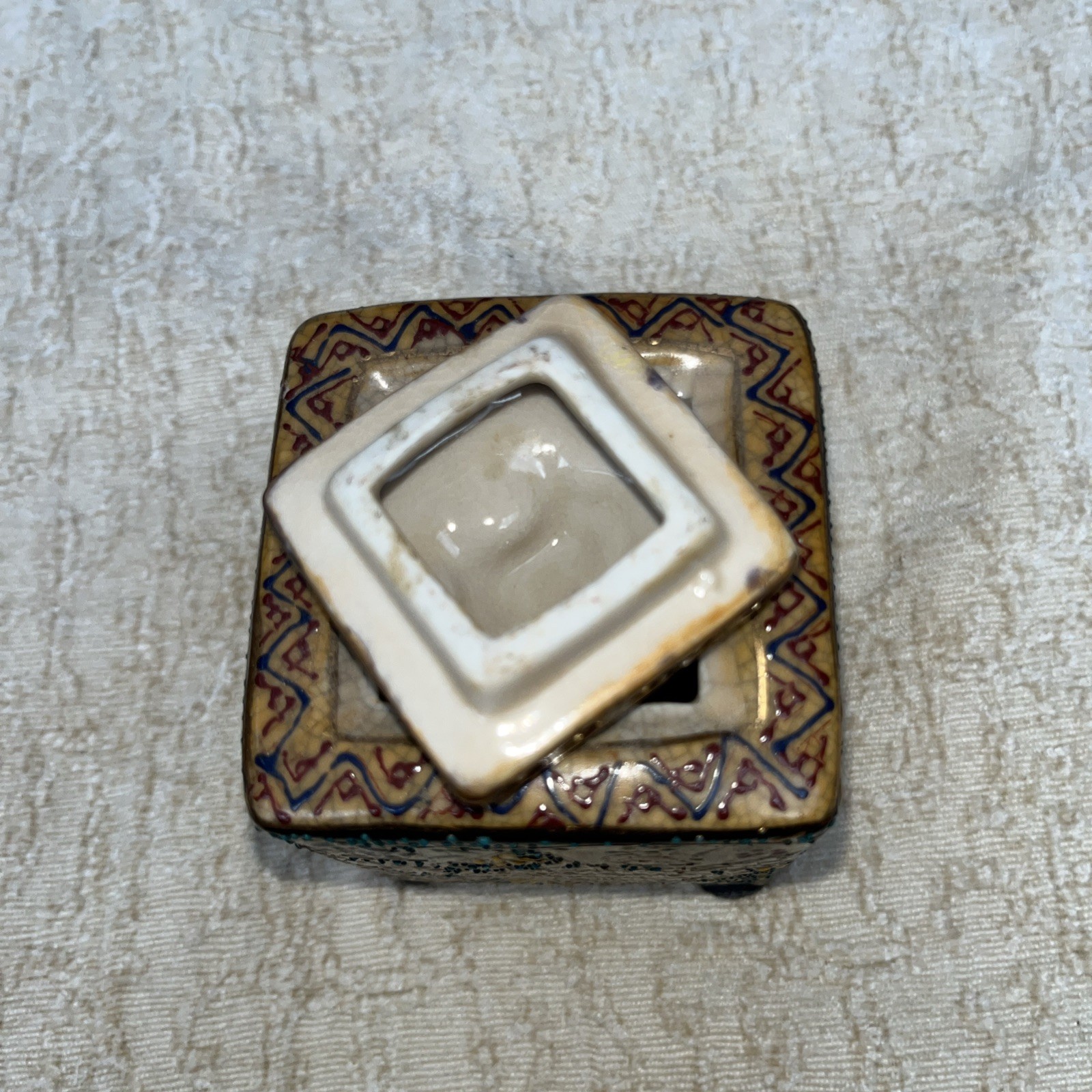 Satsuma Incense Burner Unused Modern Chinese Floral Motif Gift Idea