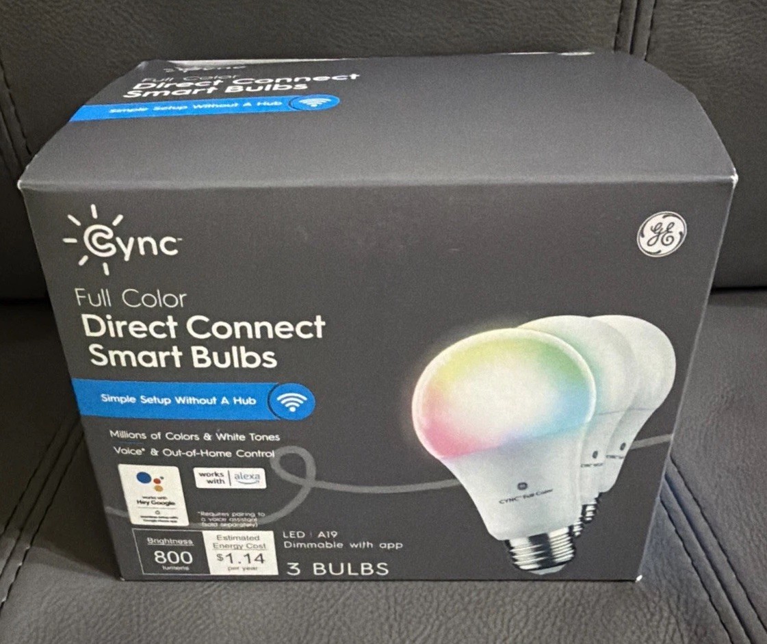 GE  CYNC Full Color Direct Connect Smart Bulbs LED A19 Bulbs Google Alexa New!!