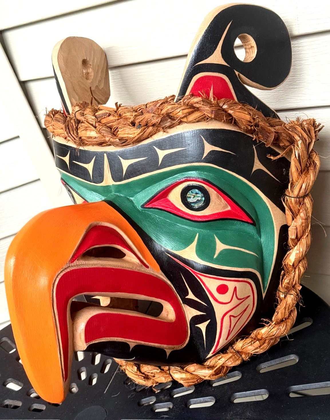 Northwest Coast Native Art Huge Thunder Bird mask carving