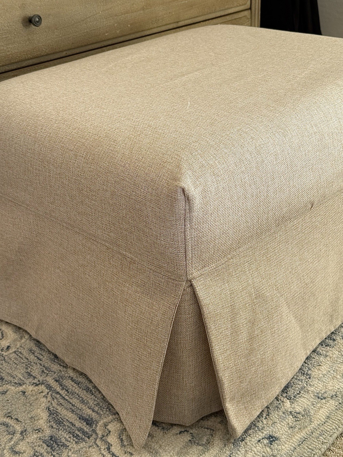 Customized Pottery Barn Comfort Ottoman Skirt Slipcover 24/30 in Twill