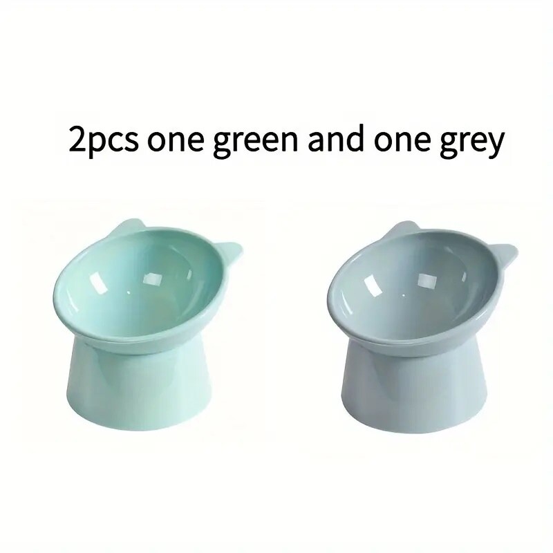 2pcs Raised Cat Bowl Elevated Cat Feeding Dish with Anti-Tip Design New