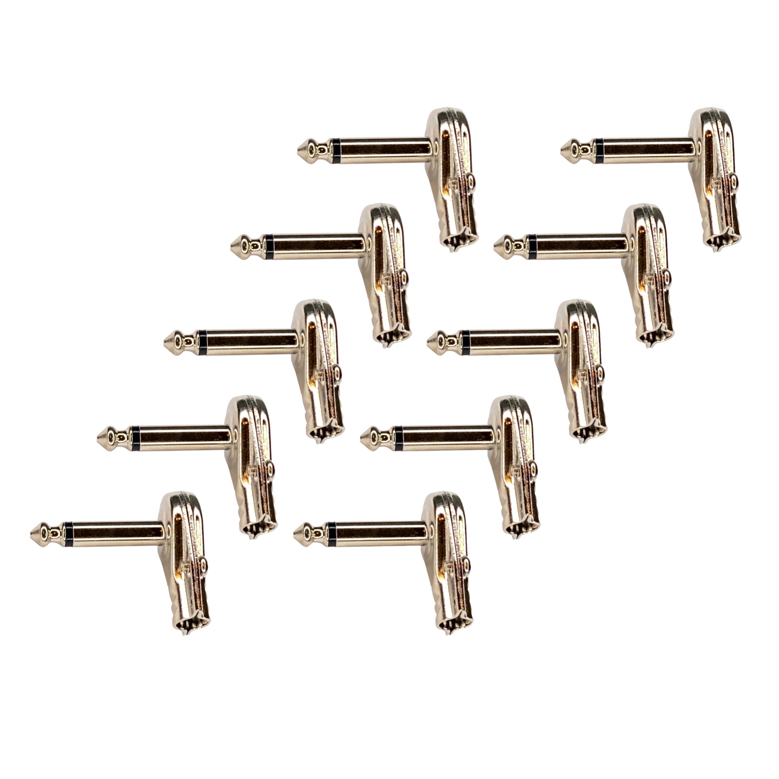 Pancake 1/4" inch 6.3mm right angle 90 degree mono male jack plugs (10) Pack
