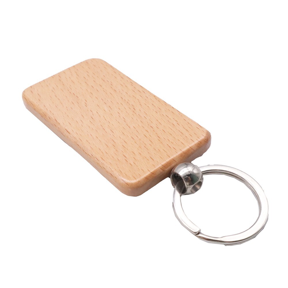 10pcs Rectangle Wood Keychain Engraving Blank Diy Tags Wood Accessories Gifts
