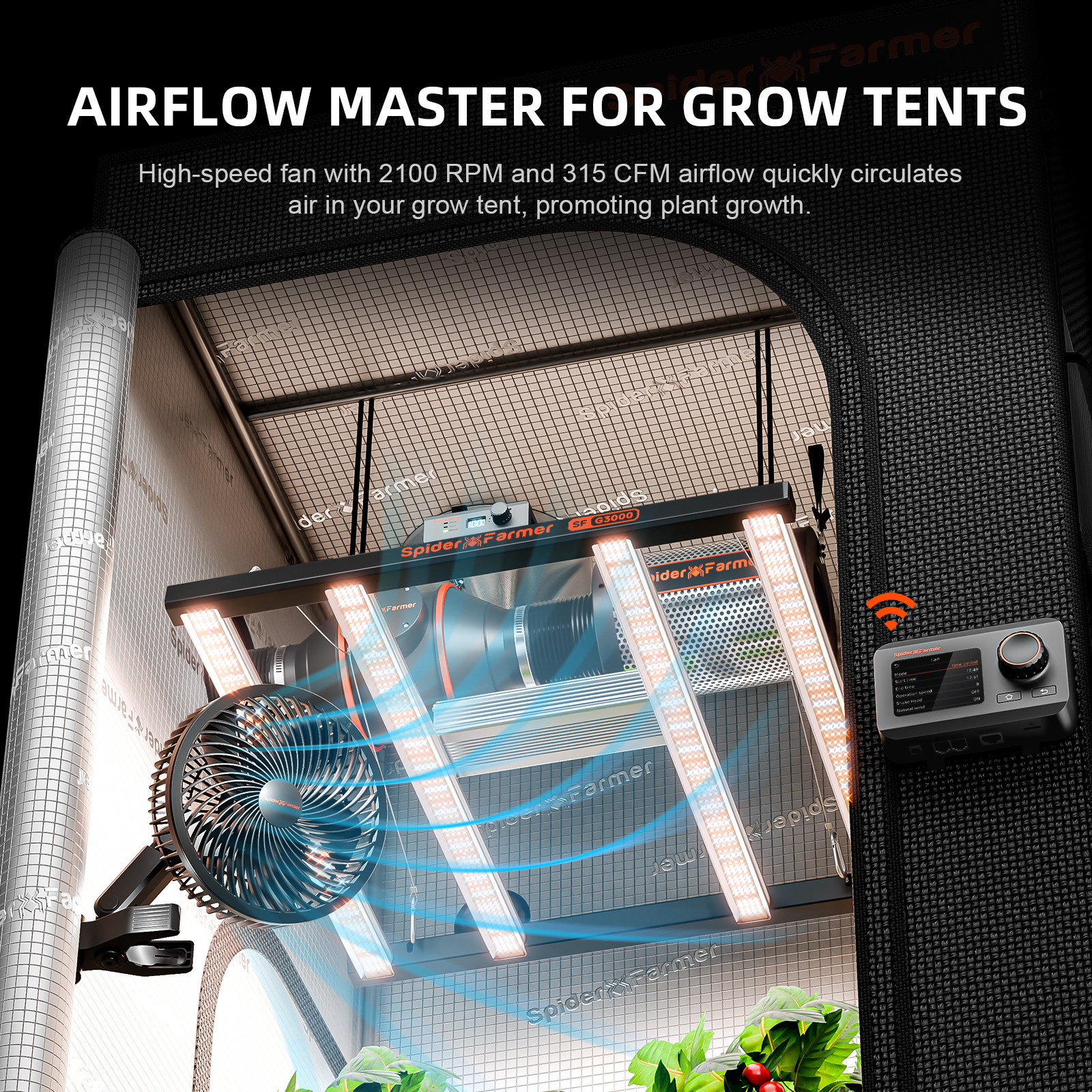 Spider Farmer Genius Grow System Inline & Clip Fan Smart Control