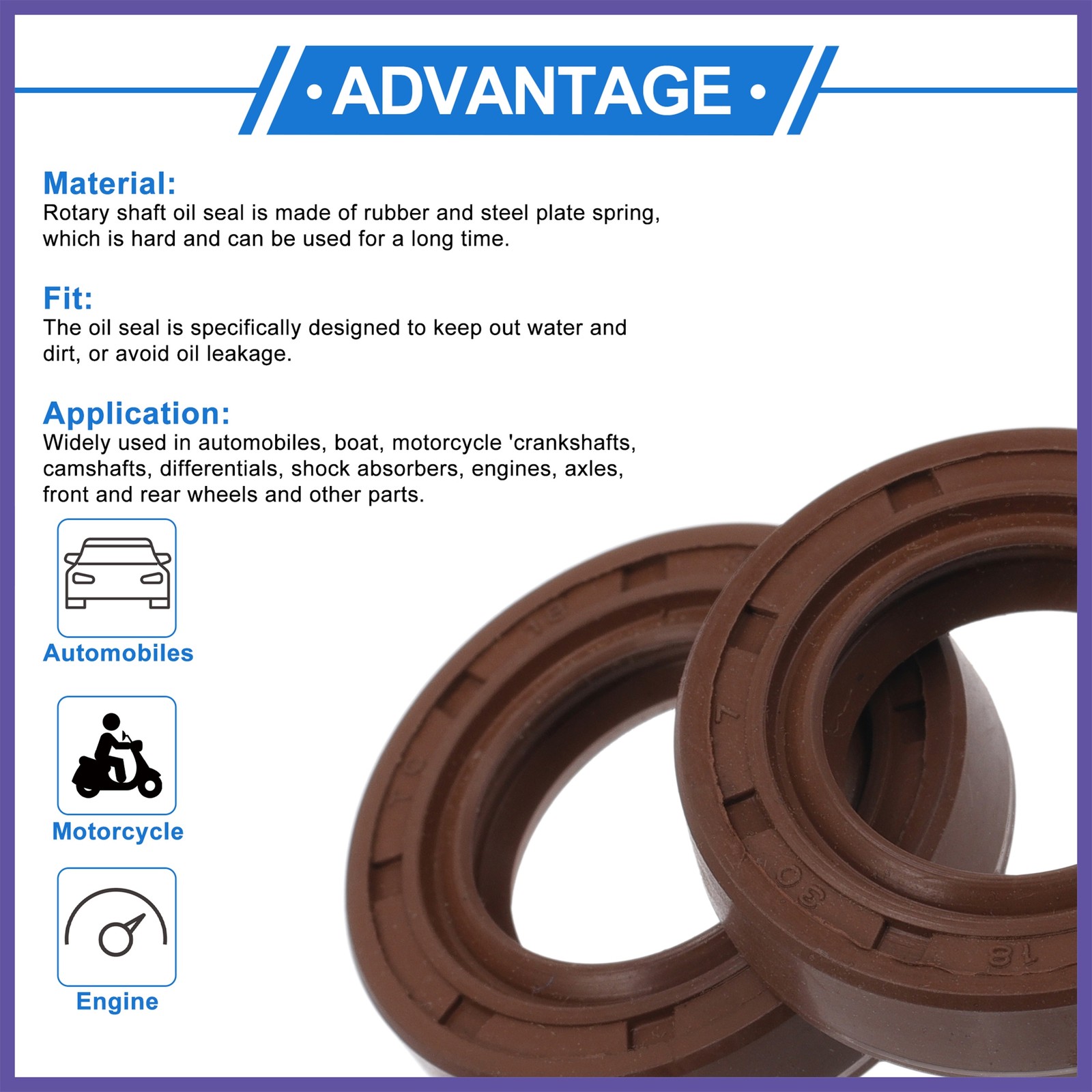 Oil Seal Seal Ring Rotary Shaft Seal FKM Rubber 18x30x7mm 2 Pcs