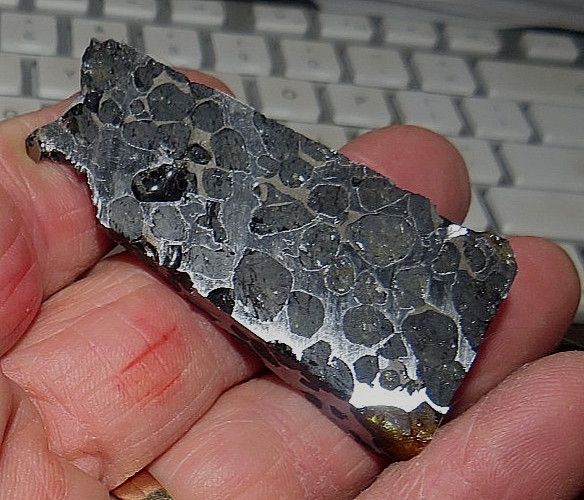 46 gm SERICHO pallasite Meteorite slice wedge shape from Kenya std olivine JAL