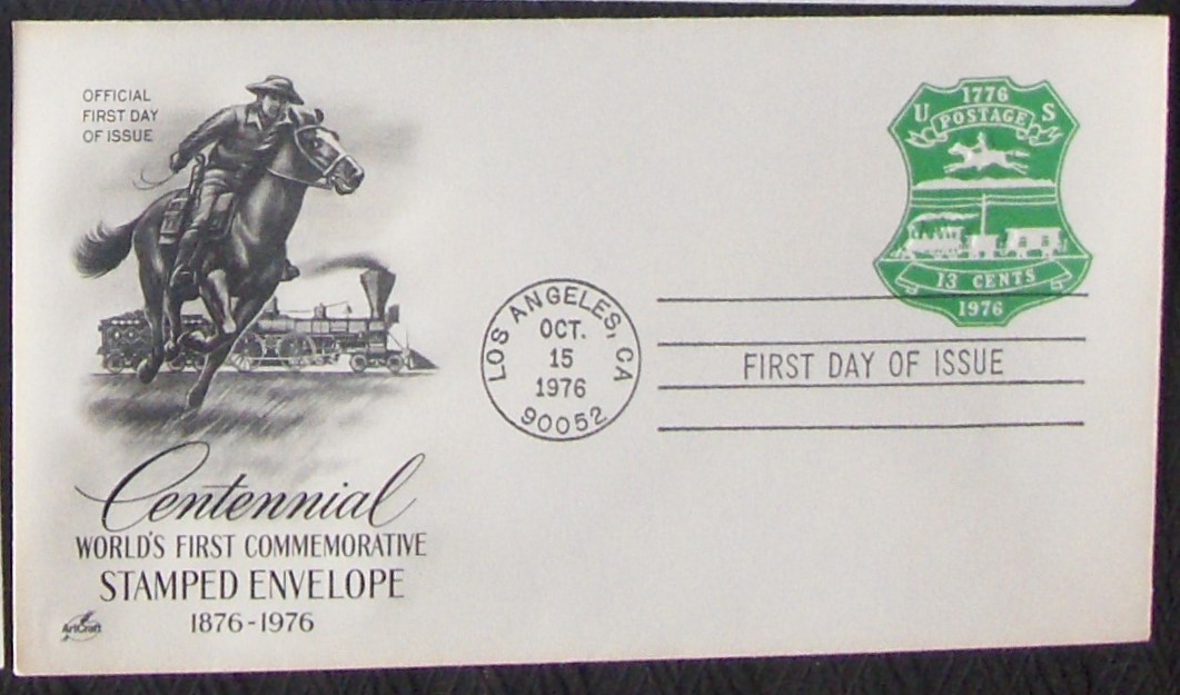 US FDC SC #U582 CENTENNIAL PONY EXPRESS 1976. Art Craft