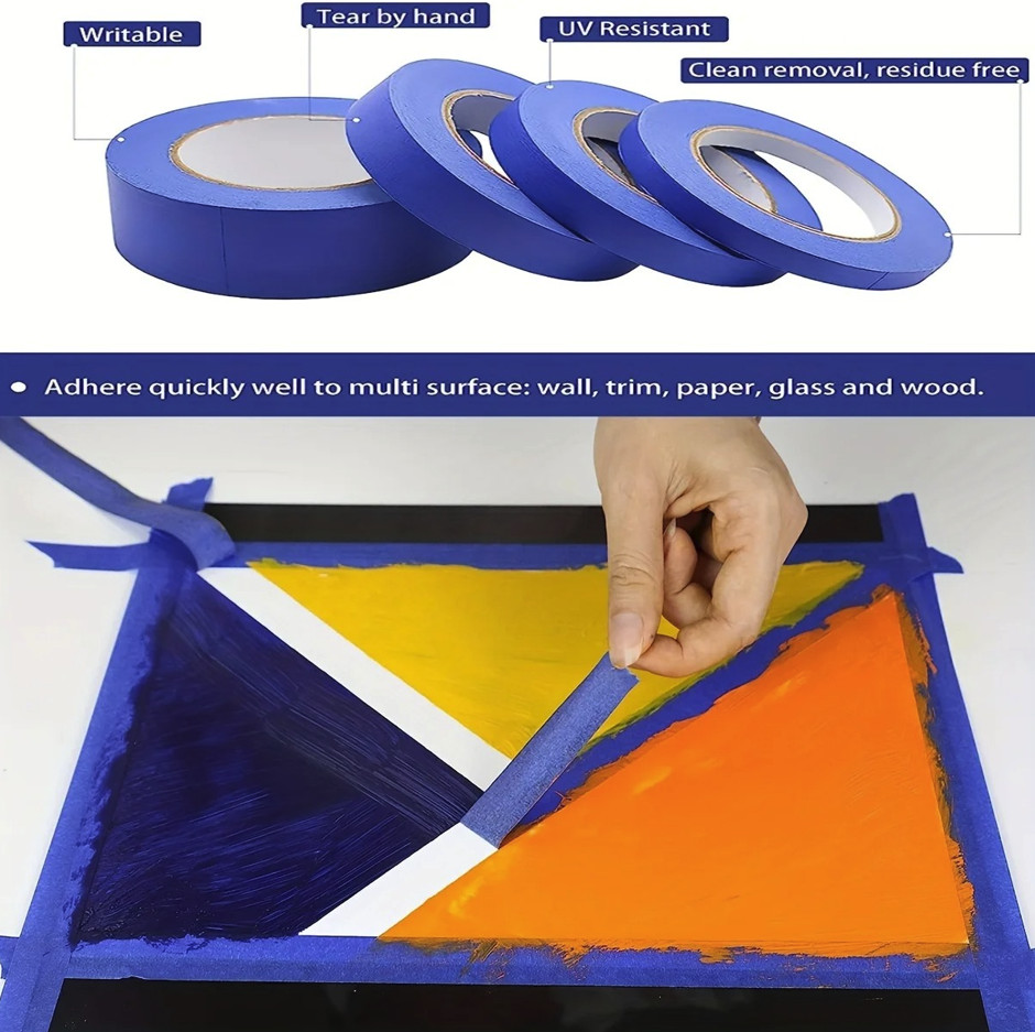 Blue Painters Tape Multi-Size: 1/2 , 3/4 , 1 , 2 Masking Tape Clean Release