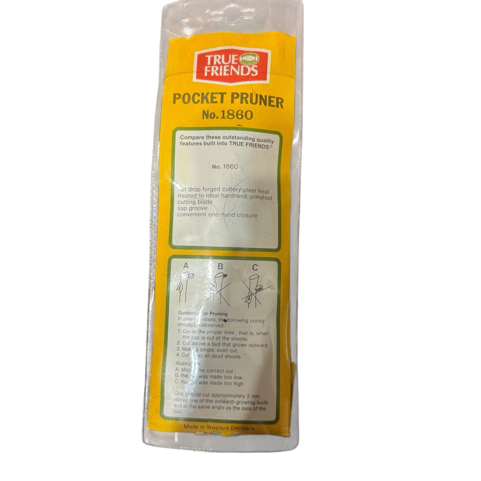 Vintage West Germany True Friends Pocket Pruner No. 1860. Gardening Pruners