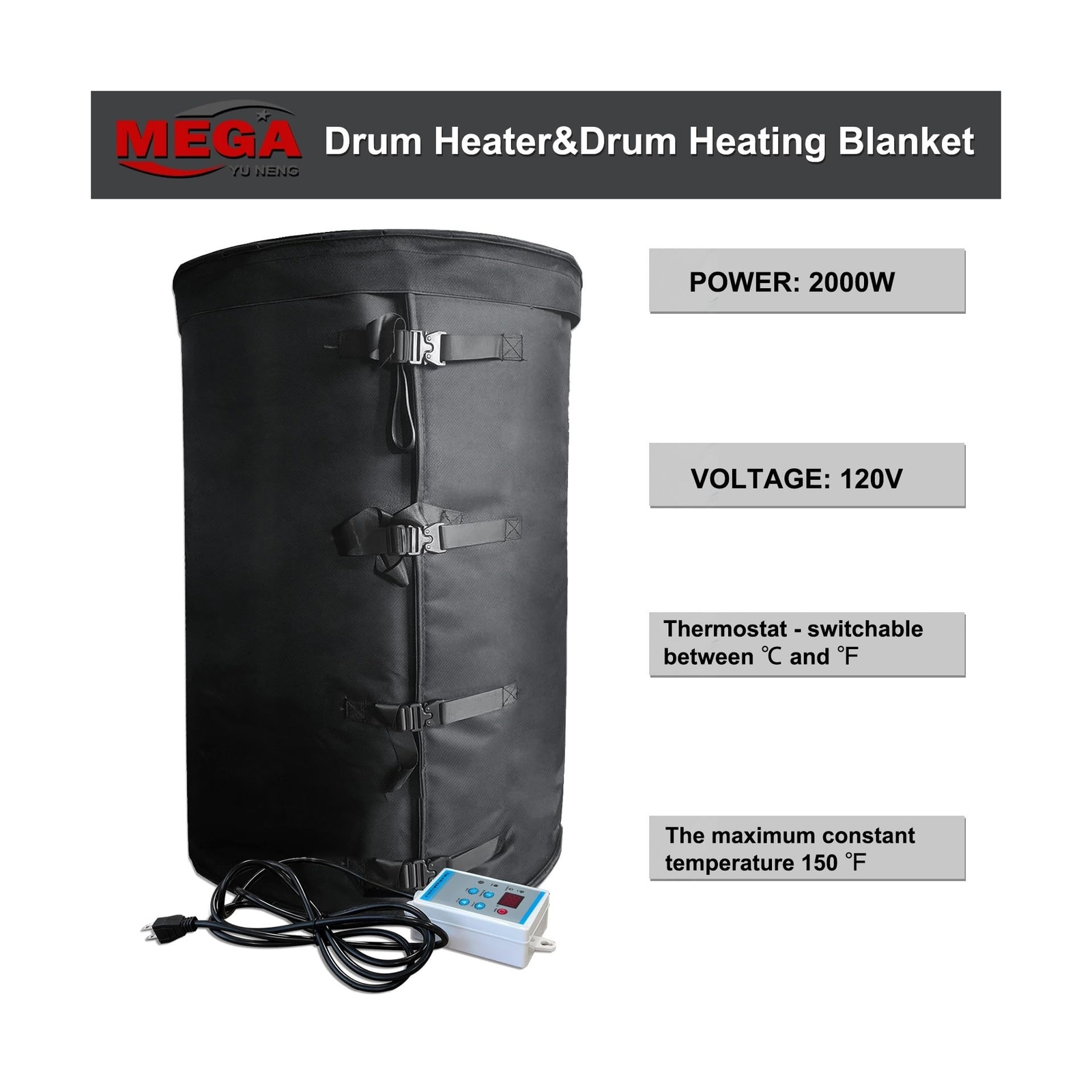 Drum Heater,Industrial Grade/Weather Resistant Drum Heating Blanket,55 Gallon...