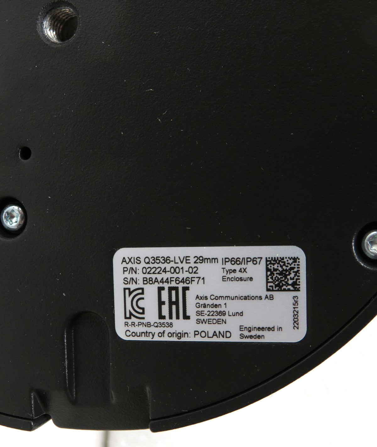 Axis Q3536-LVE 4MP Dome Camera 29mm Lightfinder Forensic WDR Deep Learning [CTD]