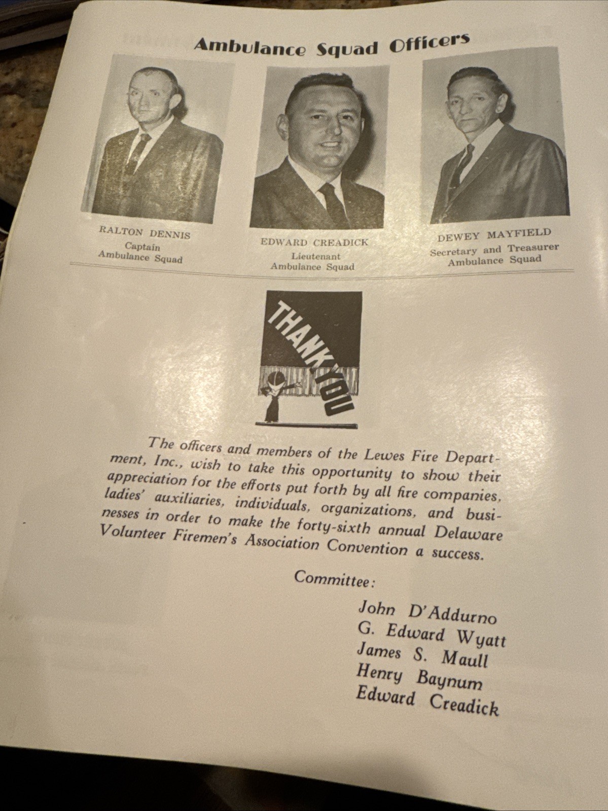 FREE SHIP! Program for Delaware Volunteer Firemen's Assoc Annual Convention 1966