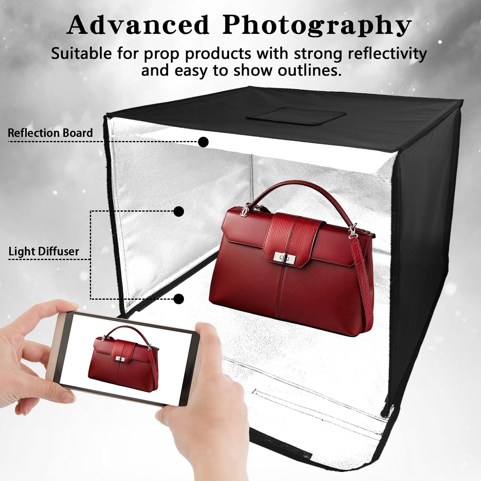 24" Foldable LED Photo Studio Tent - Dimmable Light Box for High-Quality Product