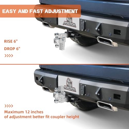 Adjustable Trailer Hitch (2.5" 2" & 2.5" Receivers（Sleeve Included）6" Drop/Rise
