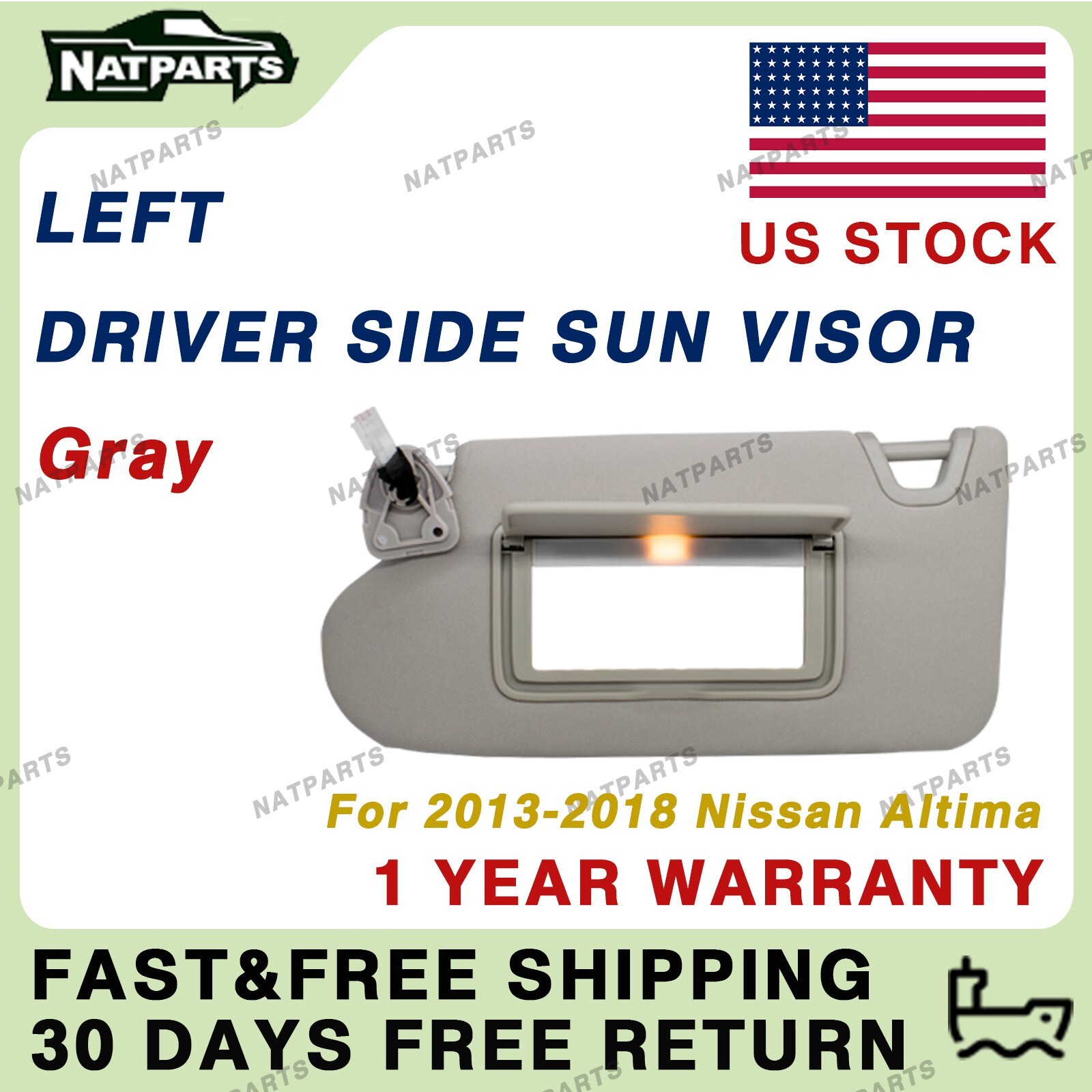 Left Driver Side Sun Visor W/ Lights fits for 2013-2018 Nissan Altima96401-3TA2A