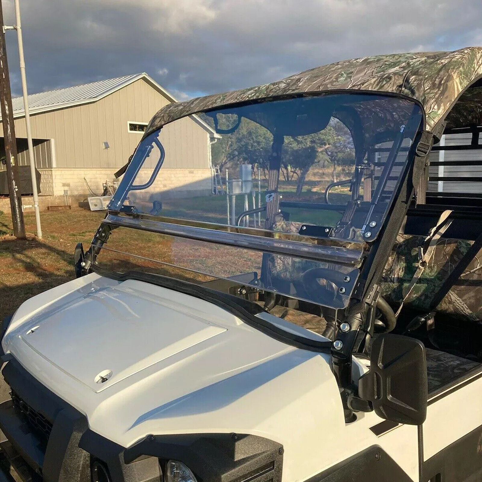 Scratch Resistant Flip Windshield For 2016+Kawasaki Mule Pro FXT / DXT / DX / FX