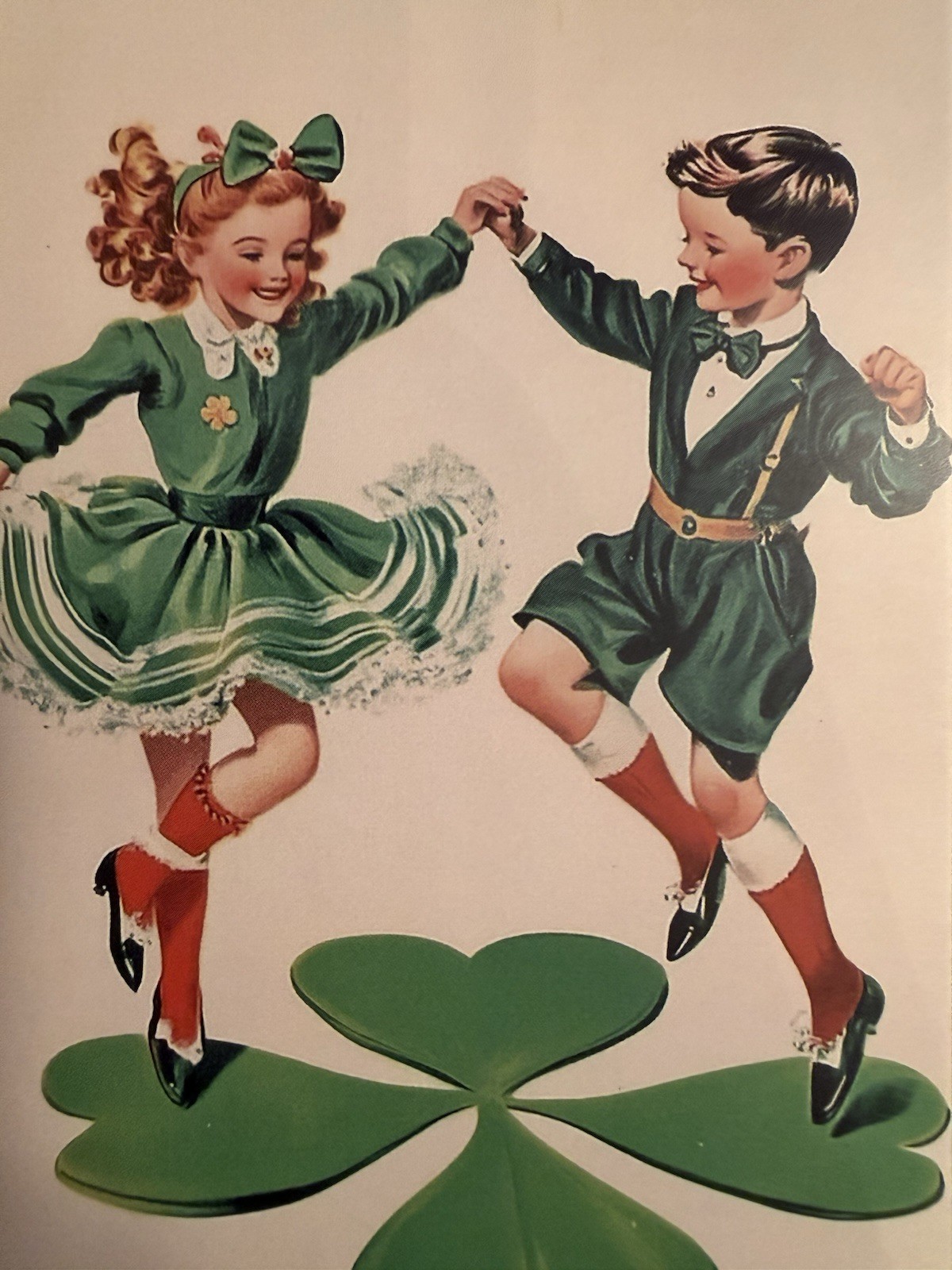 Children In Green Dancing On Shamrock St. Patrick’s Day Postcard PC522 Ephemera