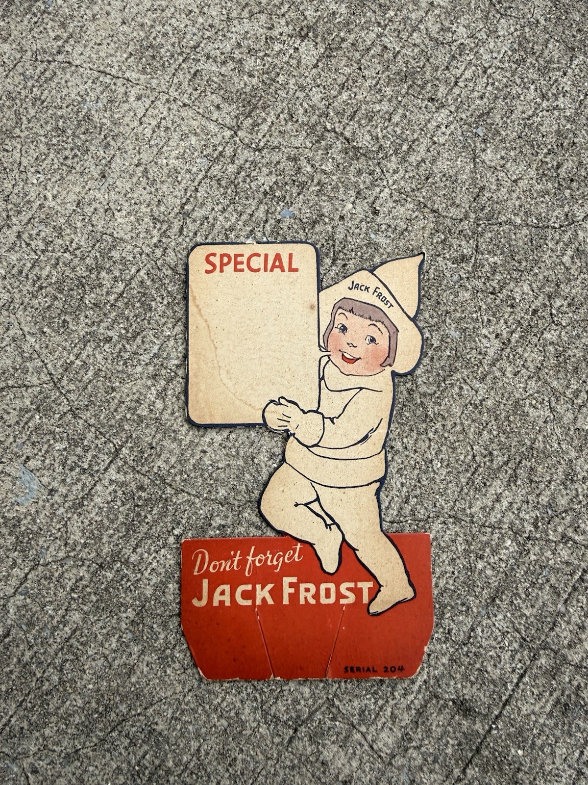 Jack Frost Bottle Insert/topper Soda Advertising Cardstock