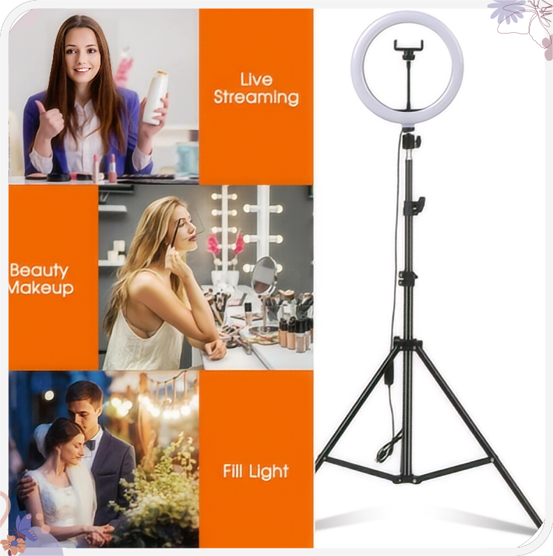 8-Inch Ring Light with 53-Inch Tripod, USB Powered, Phone Holder for Streaming..