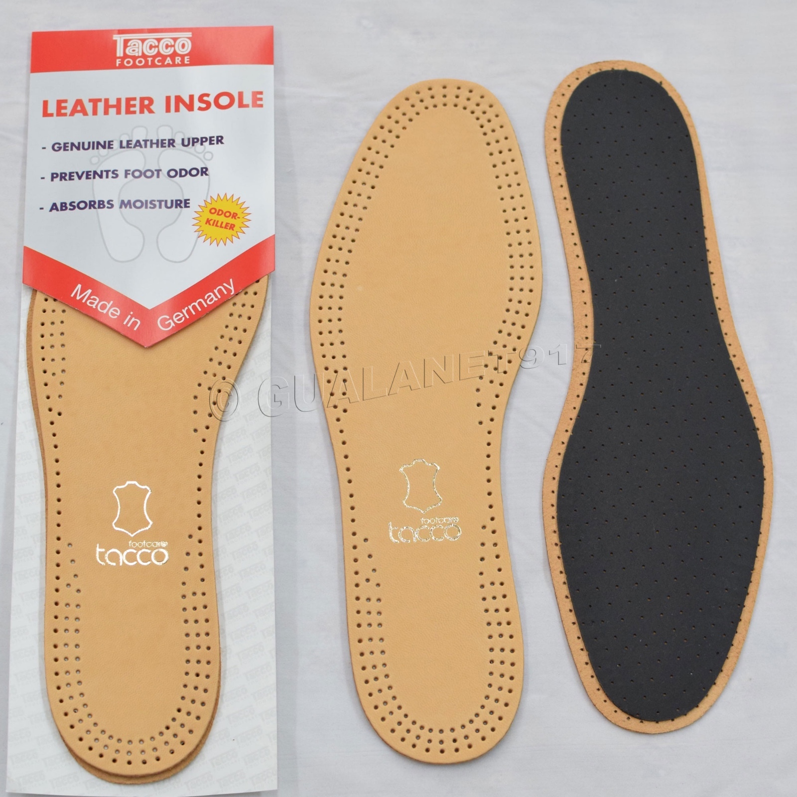 Taco 613 Luxus Comfort Leather Insoles Black / Tan Flat Shoe Inserts - ORIGINAL