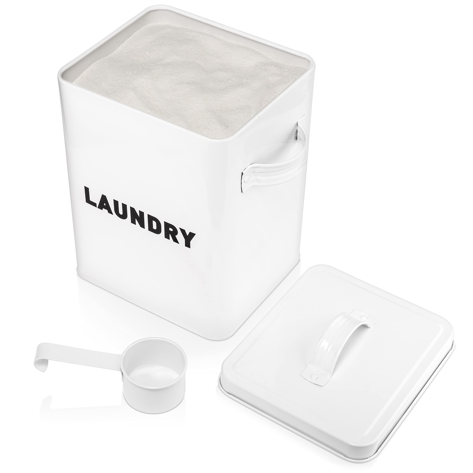 Claimed Corner Metal Laundry Storage Canister White Kitchen Organizer (