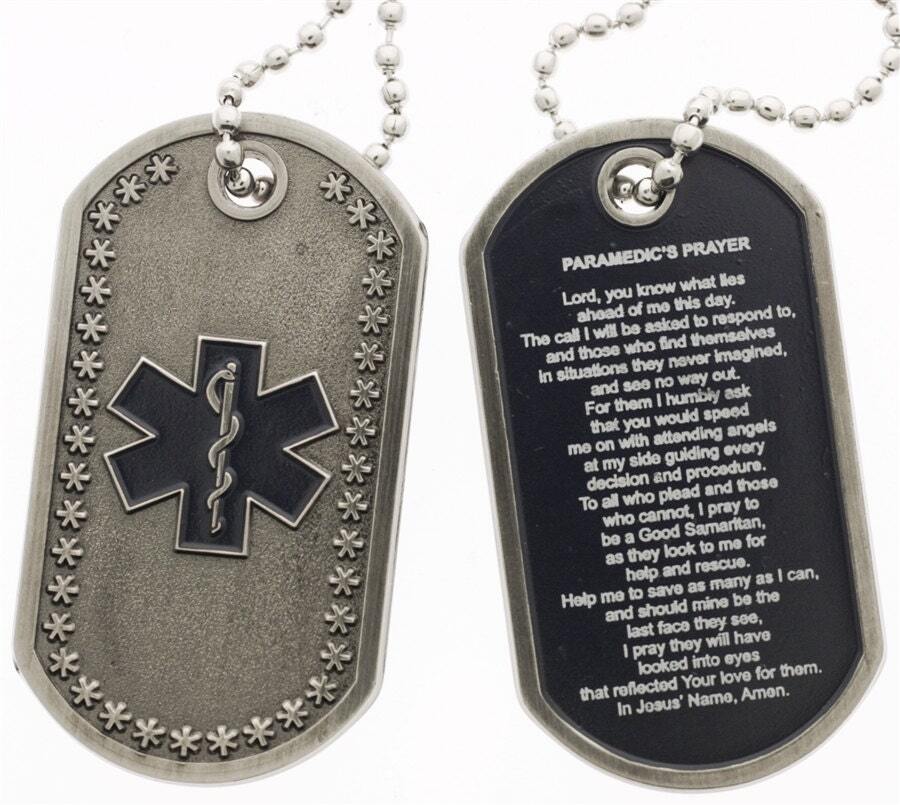 Paramedic Prayer Star Of Life Emergency Medical Services Dog Tag