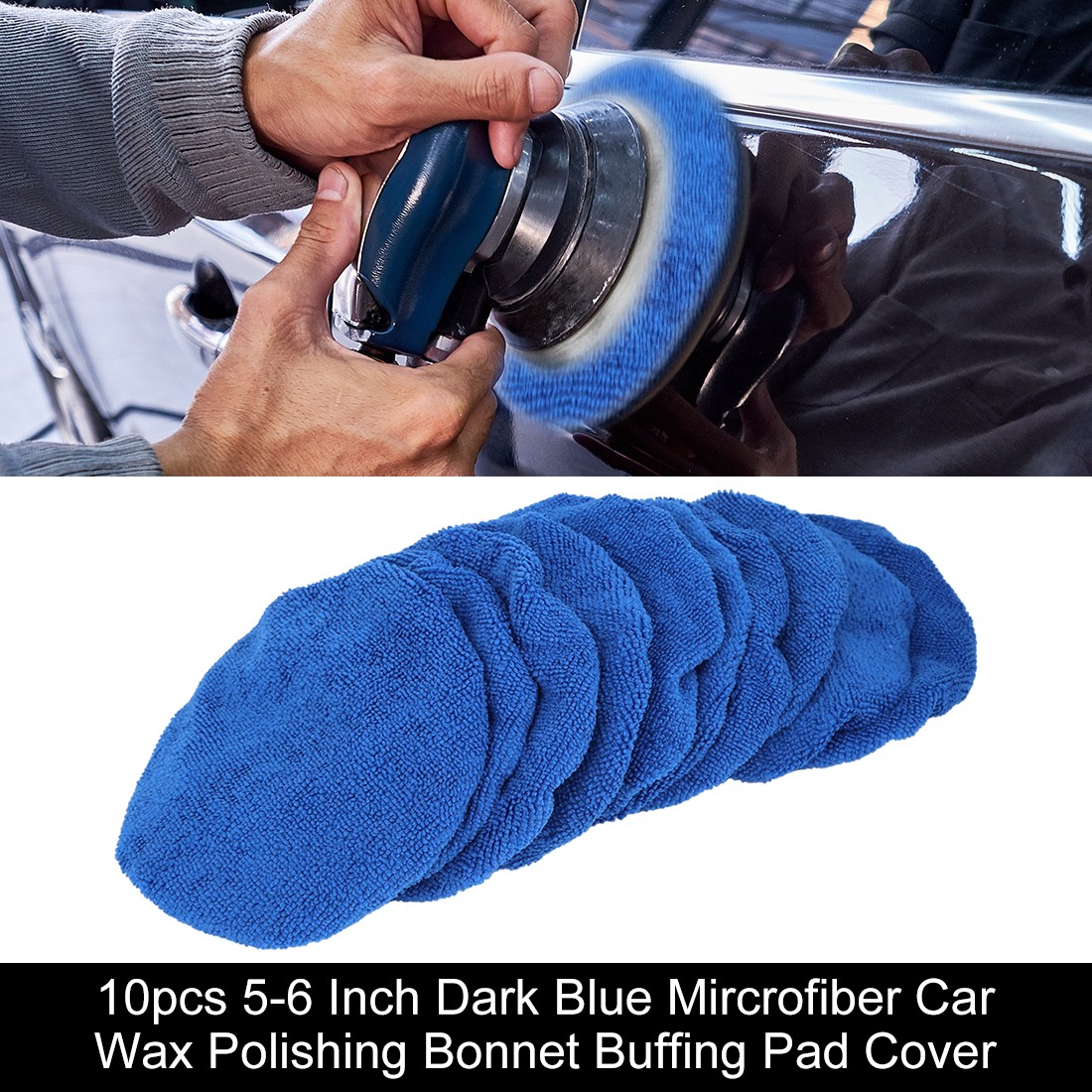 10pcs 5-6 Inch Dark Blue Mircrofiber Car Wax Polishing Bonnet Buffing Pad Cover
