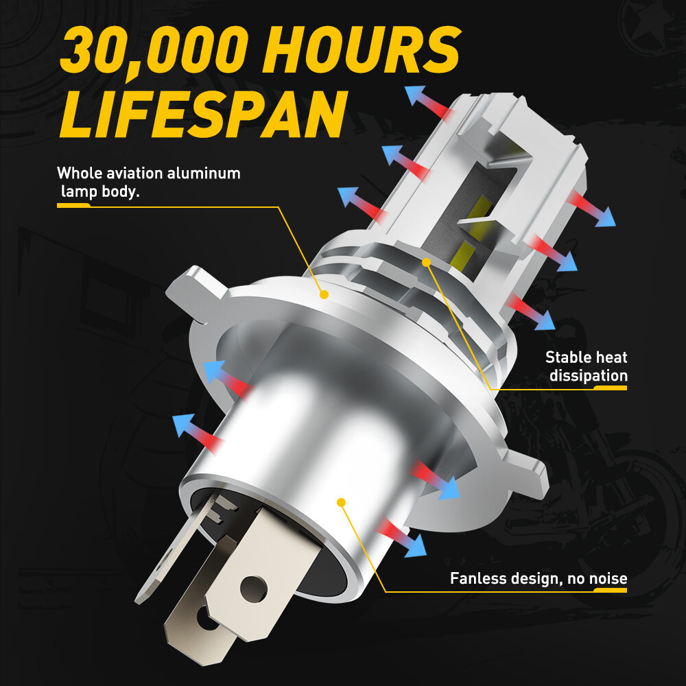 AUXITO H4 9003 HB2 LED Bulb Hi/Lo Beam White Motorcycle Headlight High Power M4