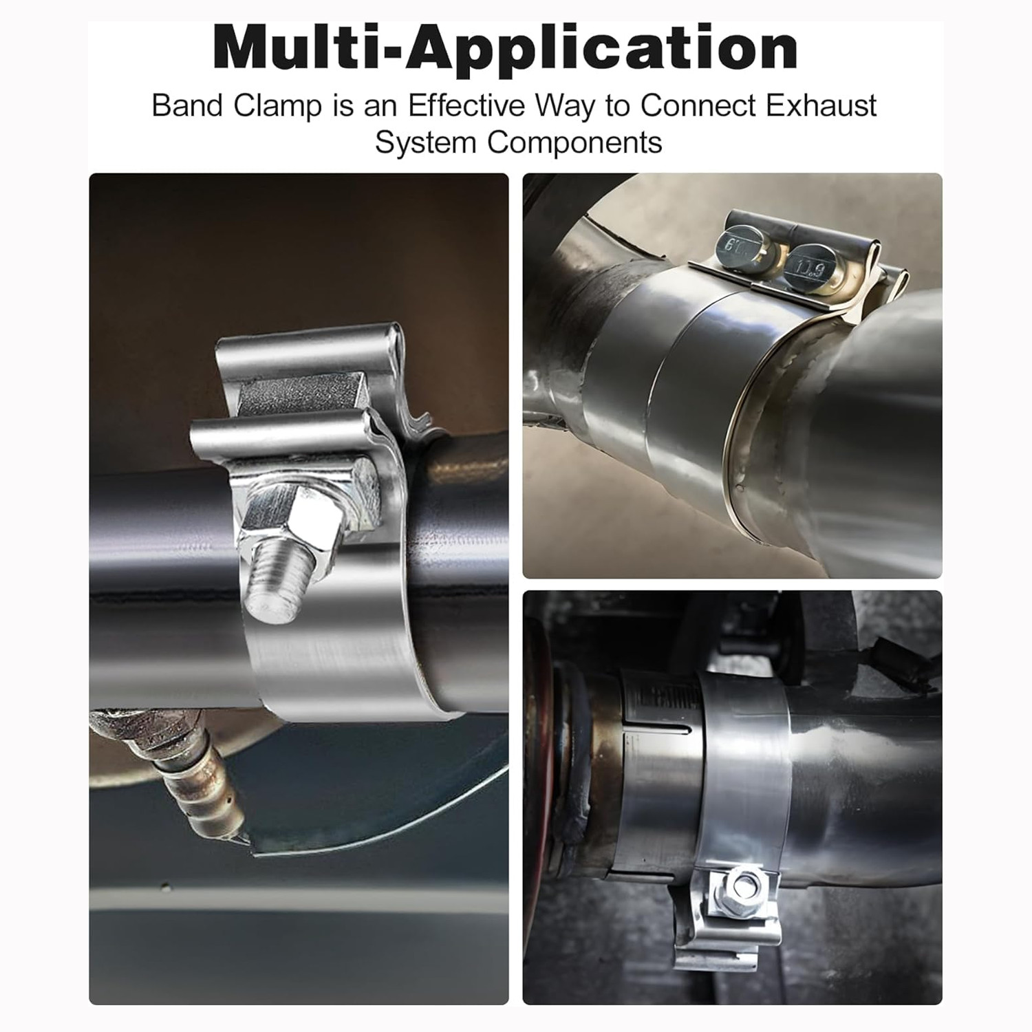 2X Stainless Steel 3" Exhaust Clamp Narrow Band Muffler Clamp for Pipe Muffler.