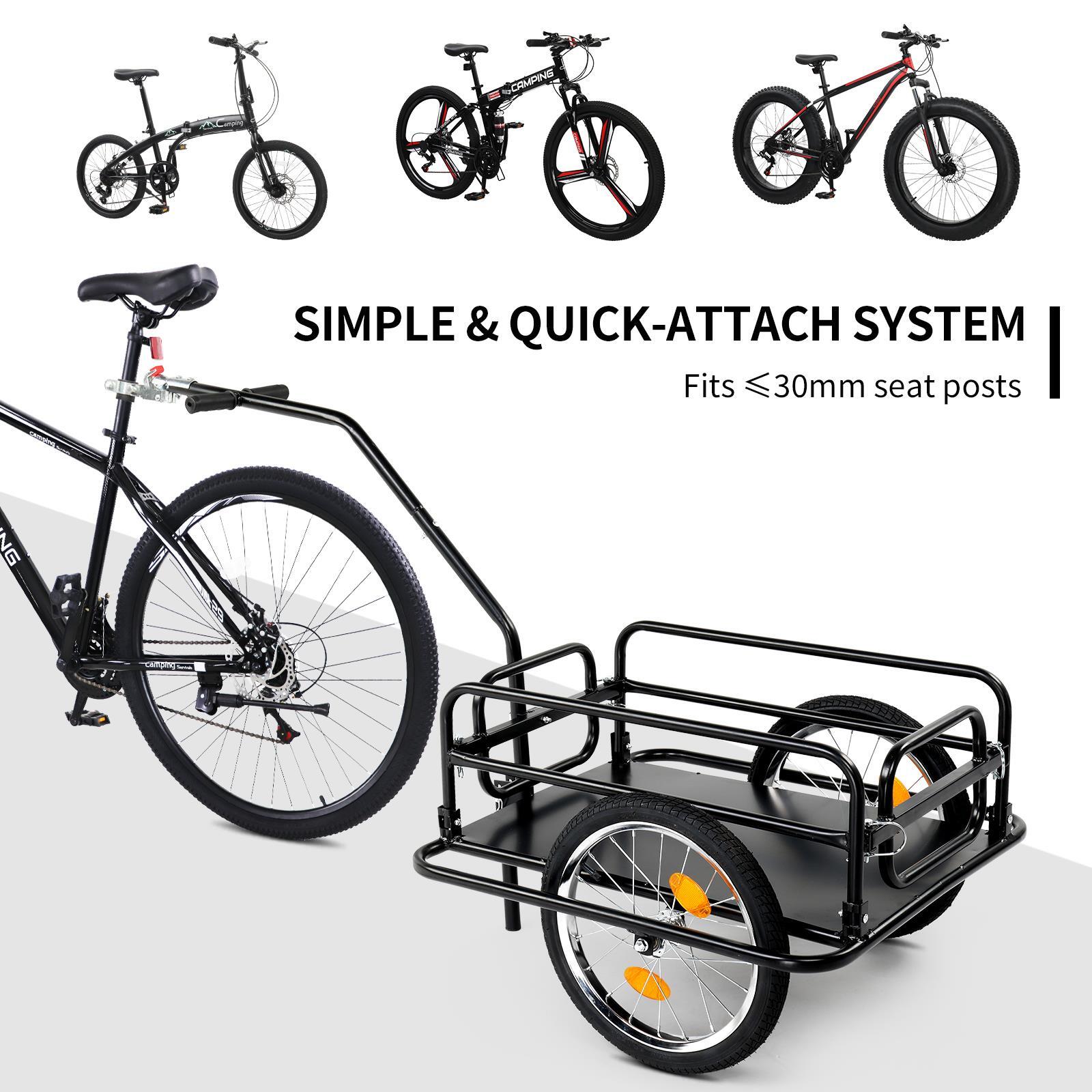 Portable Bike Cargo Trailer with Universal Hitch Bicycle Wagon Trailer Black