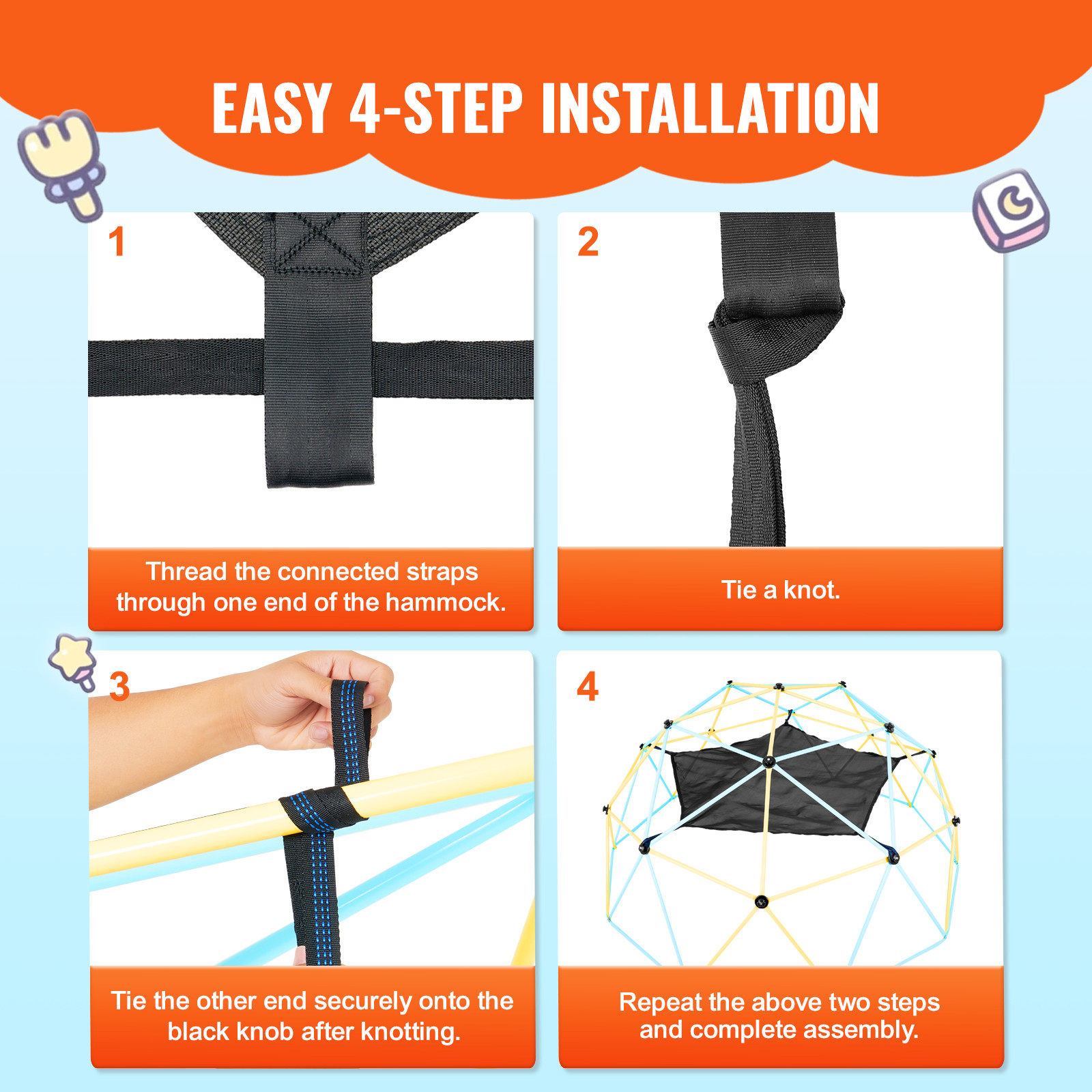 VEVOR Dome Climber Hammock Accessory for 10ft Climbing Dome 350 lbs Load-Bearing