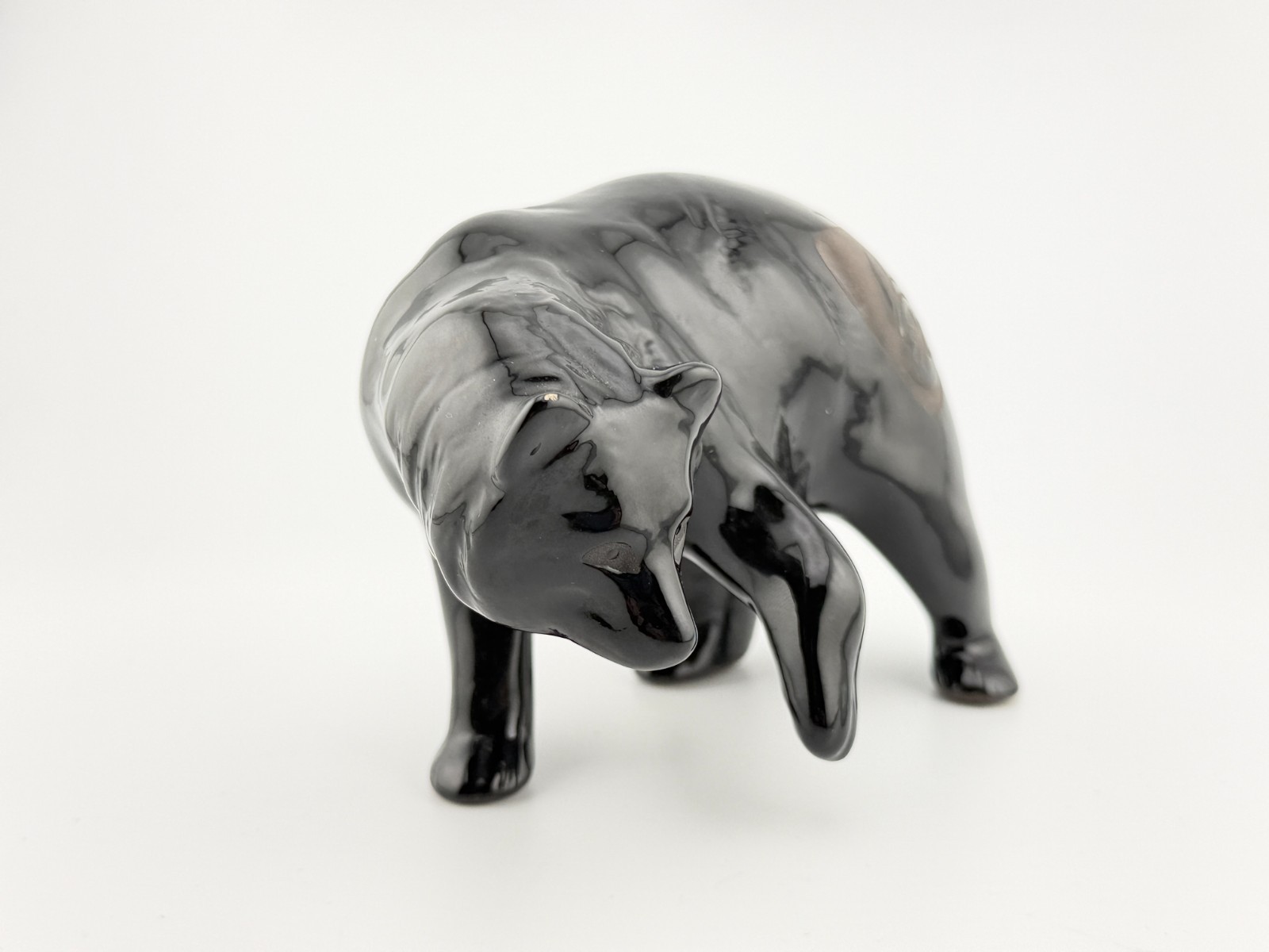 Maria Adelicia Native American San Juan Pueblo Black on Black Ceramic Bear