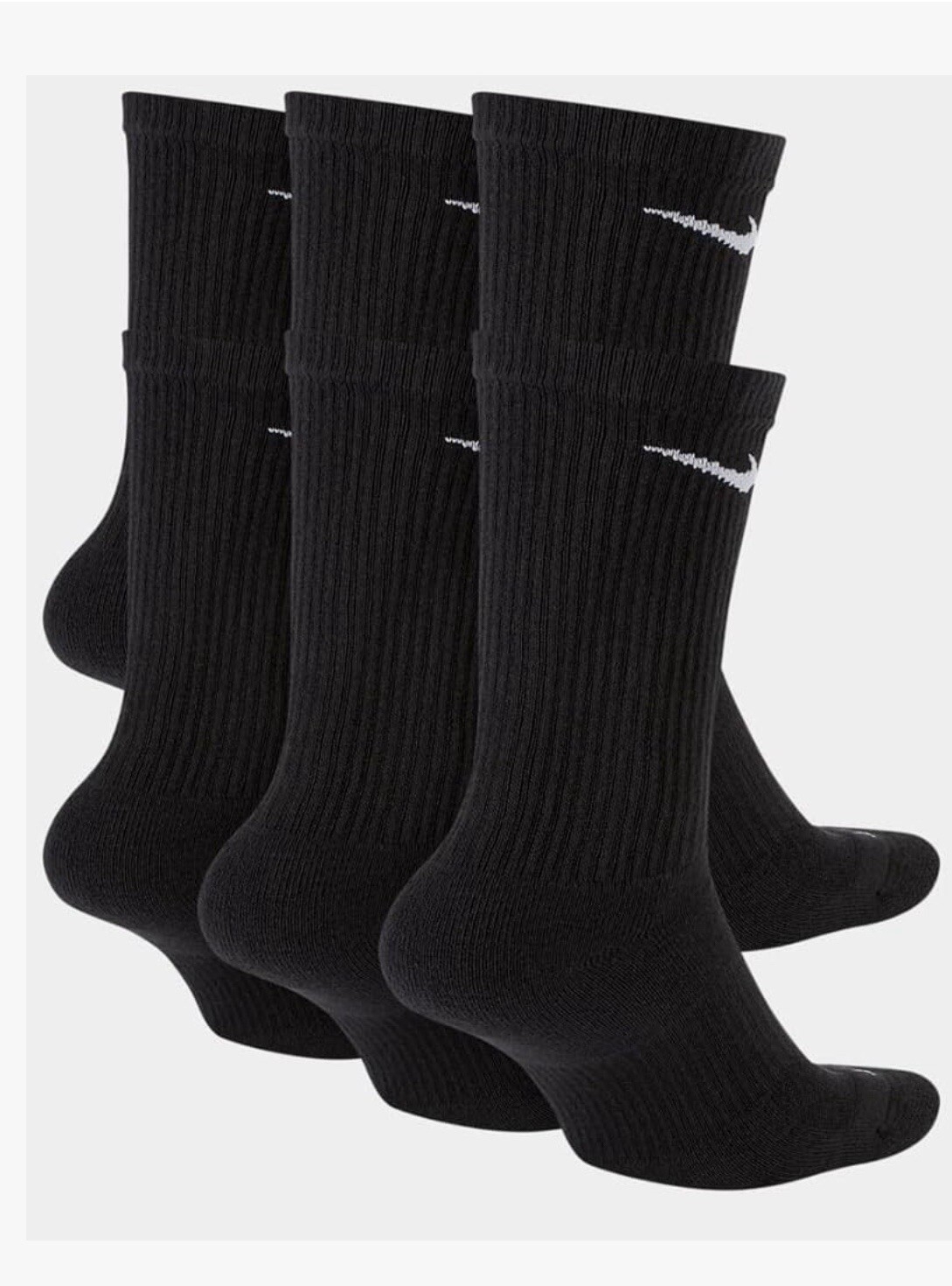 Nike Dri Fit Dry Cushioned Cotton Crew Socks 6 Pairs L