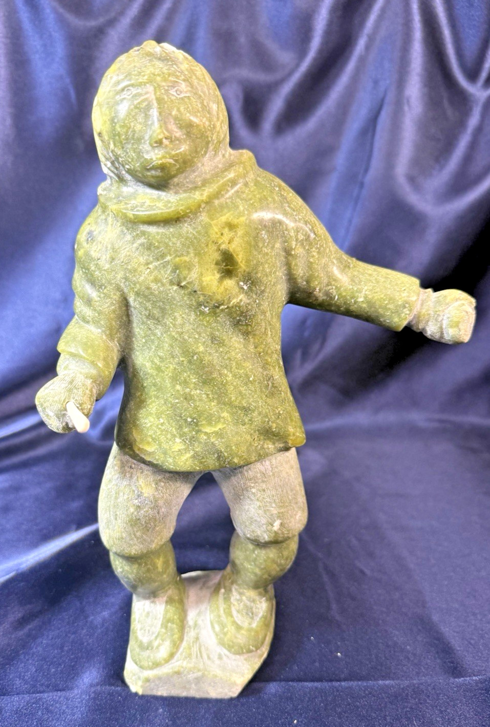 Inuit Tribal Soapstone/Serpentine Hand Carved Signed Sculpture, a Hunter Canada
