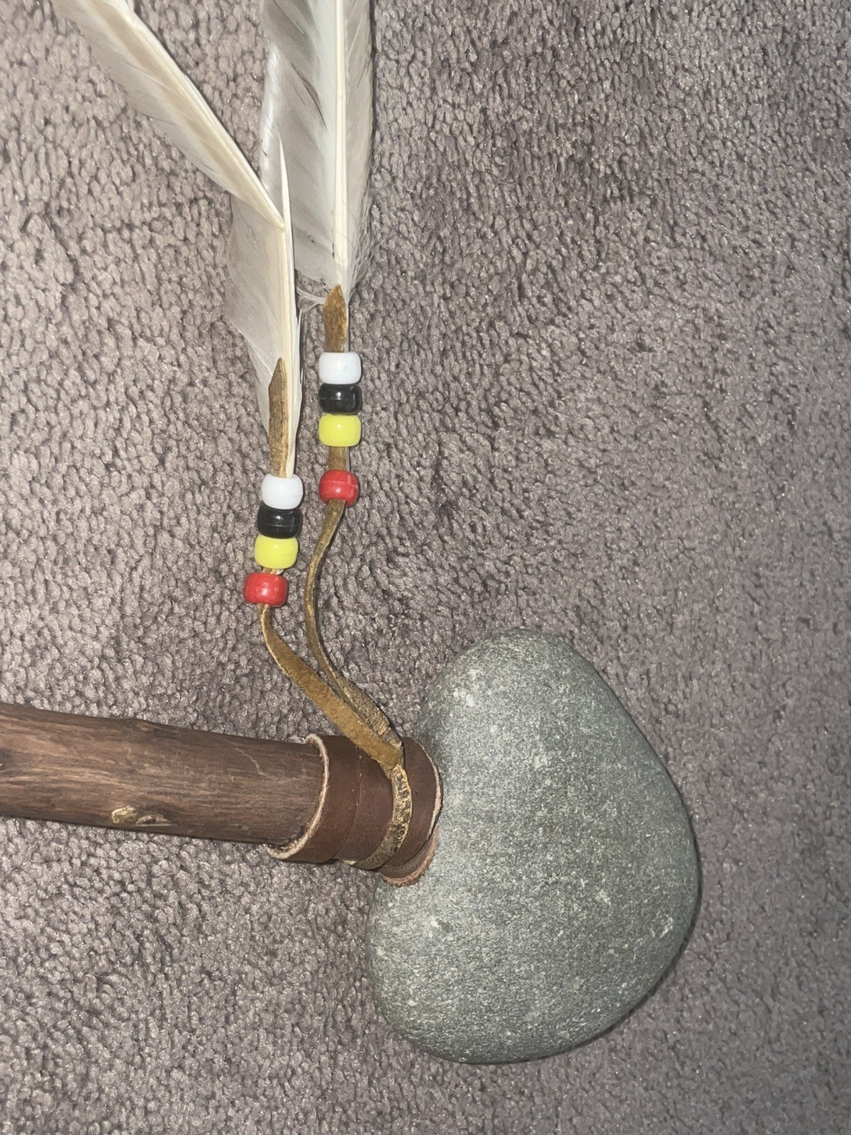 Antique 1870s Native American Indian Stone War Club Plains Sioux Estate Find