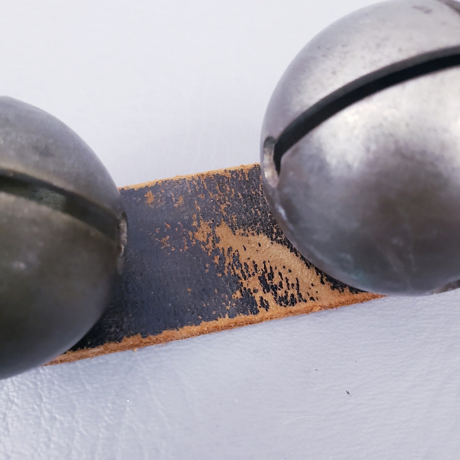 1890's Antique 12 Sleigh Bells On 27" Leather Strap