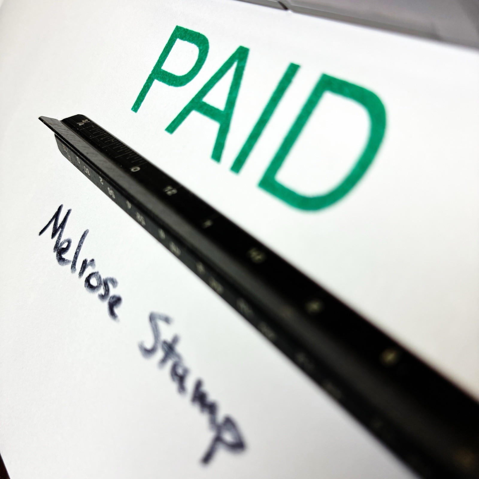 Paid Rubber Stamp Green Ink Self Inking Ideal 4913 Large